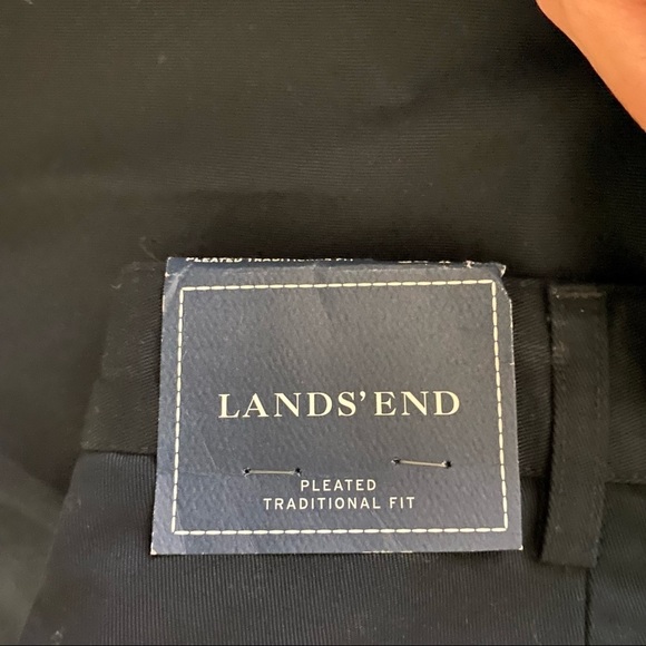NWT Land's End Black Pleated Traditional Fit Wrinkle Resistant No Iron Pants - Picture 5 of 8